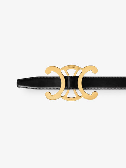 Celine Leather belt with Triomphe logo - Black