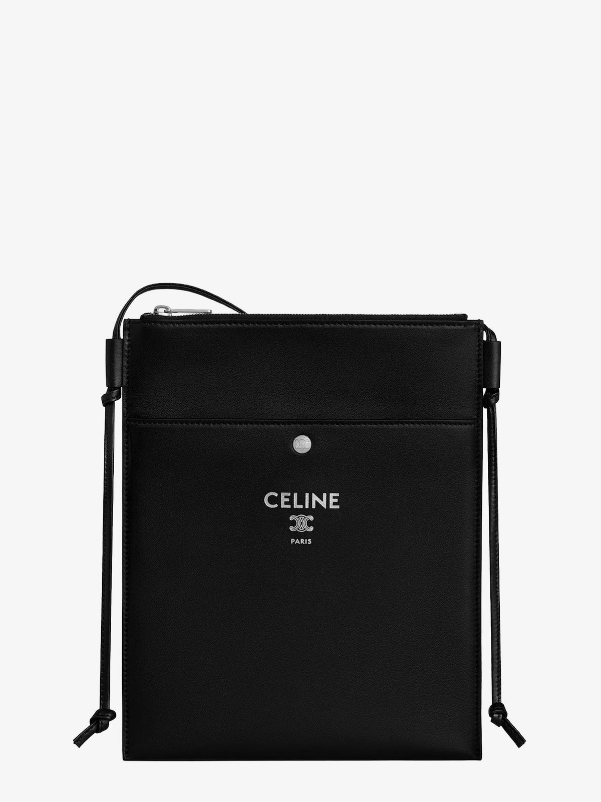 Celine Sharp leather crossbody bag with logo on the front - Black