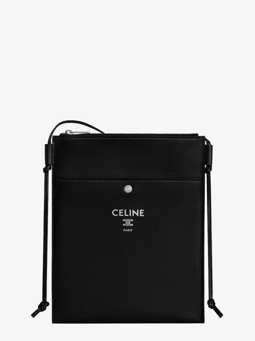 Celine Sharp leather crossbody bag with logo on the front - Black