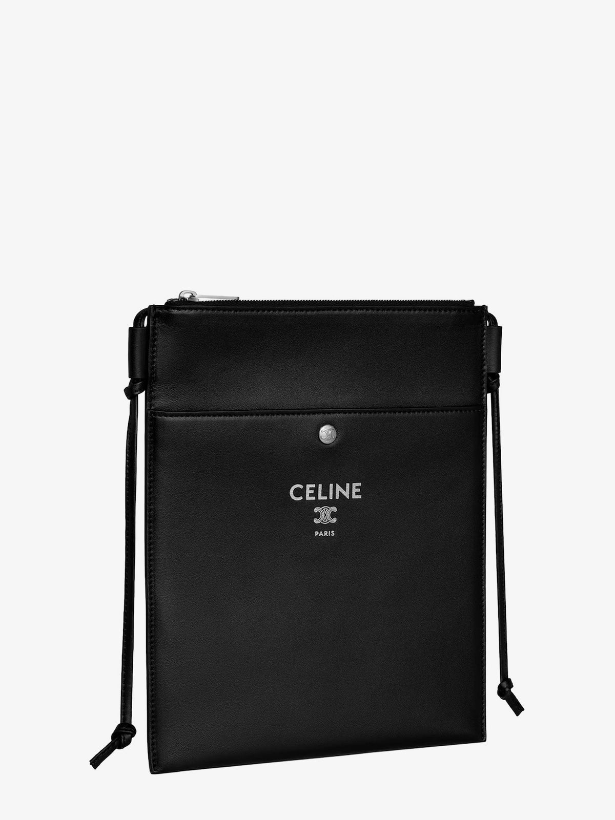 Celine Sharp leather crossbody bag with logo on the front - Black