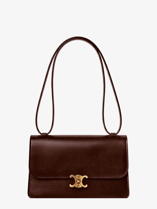 Celine Le 17 leather shoulder bag with metal Triomphe closure - Chestnut