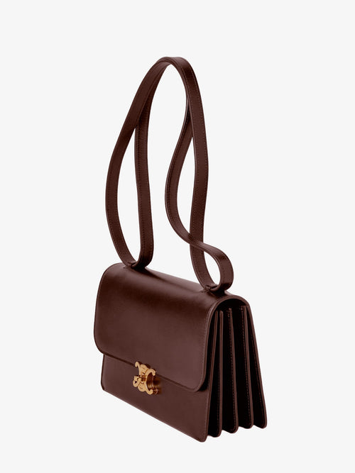 Celine Le 17 leather shoulder bag with metal Triomphe closure - Chestnut