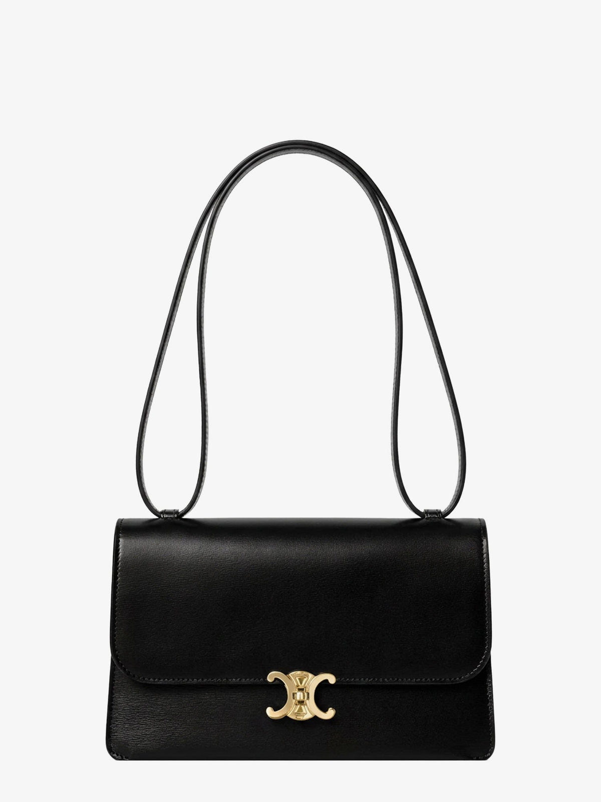 Celine Le 17 leather crossbody bag with metal Triomphe closure - Black