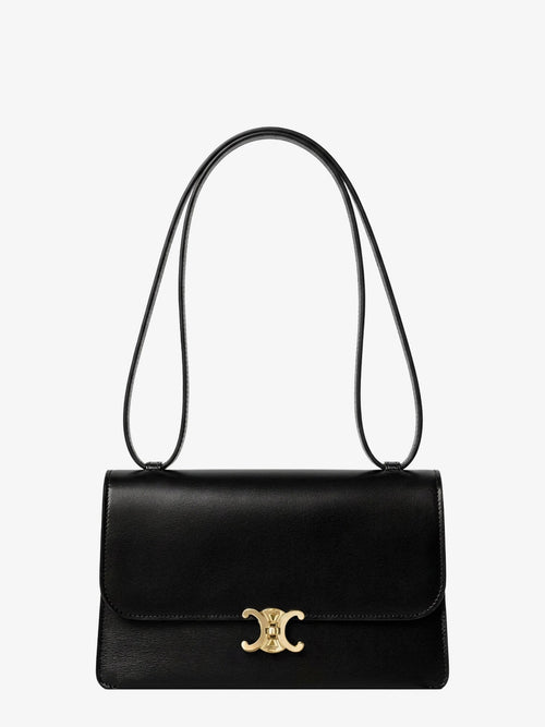Celine Le 17 leather crossbody bag with metal Triomphe closure - Black