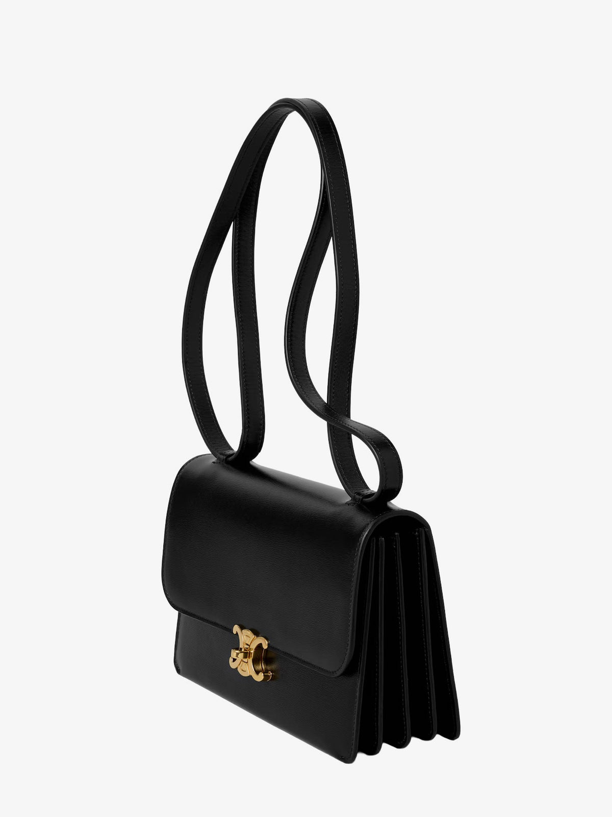 Celine Le 17 leather crossbody bag with metal Triomphe closure - Black