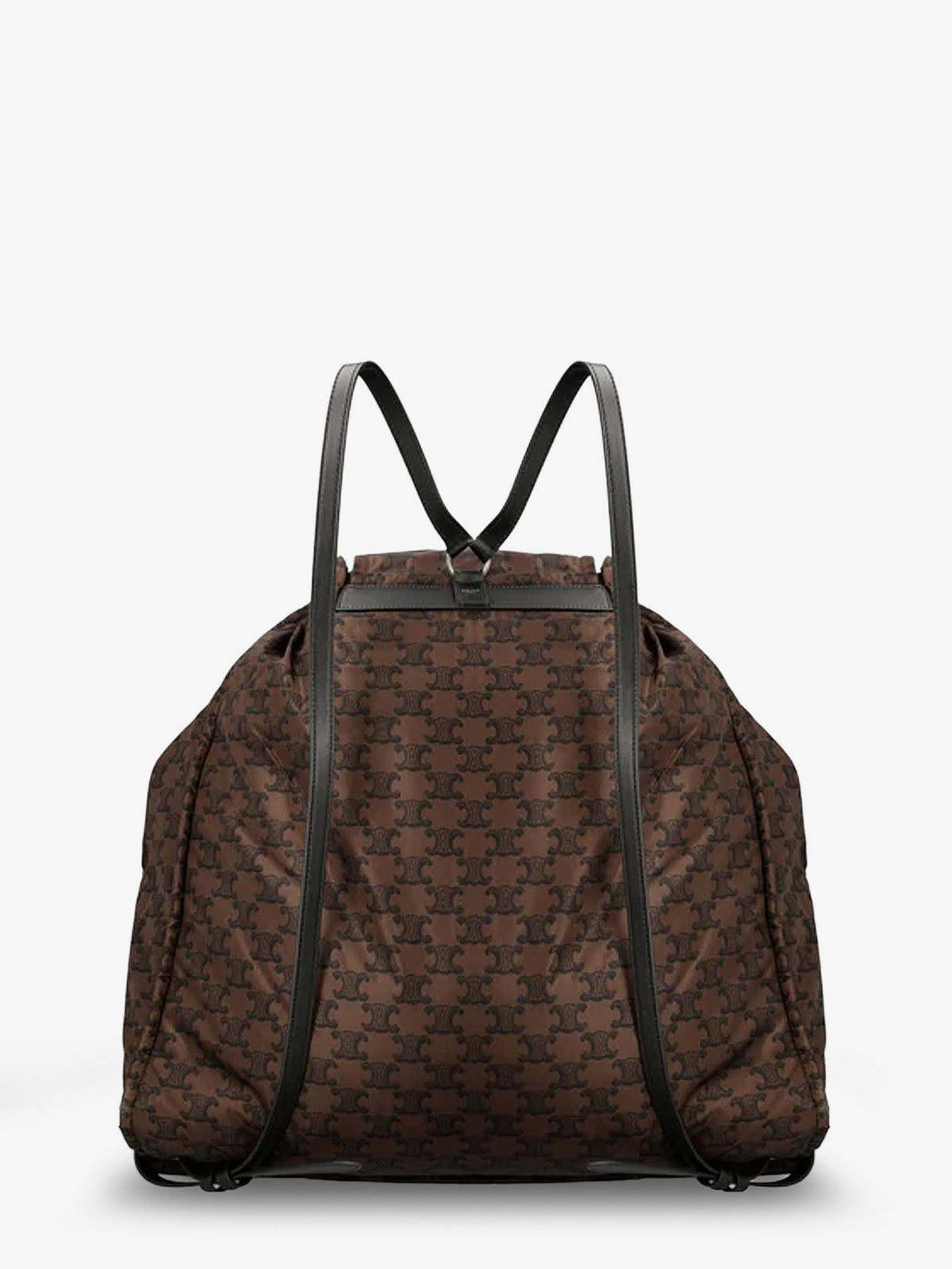 Celine Nylon and leather backpack with Triomphe print - Brownblack
