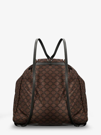 Celine Nylon and leather backpack with Triomphe print - Brownblack