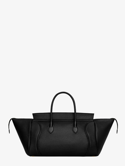 Celine Luggage leather handbag with logo lettering on the front - Black