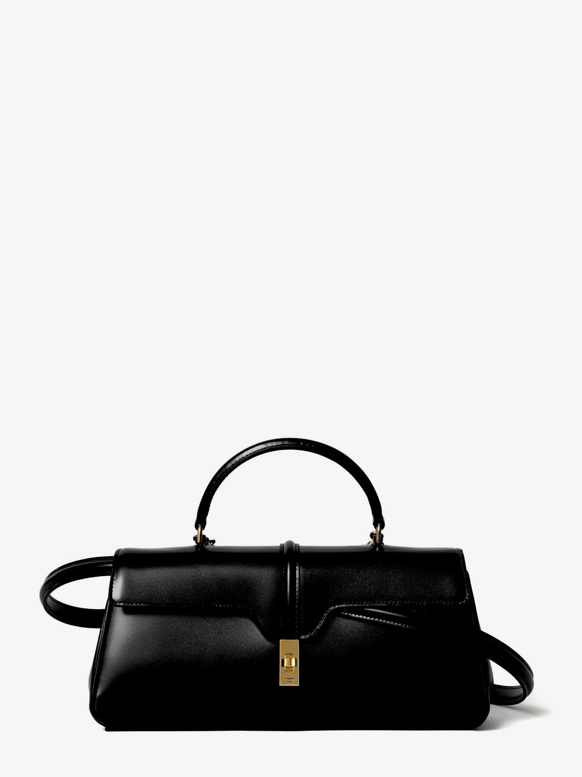 Celine 16 East-West Handbag in satin calfskin - Black