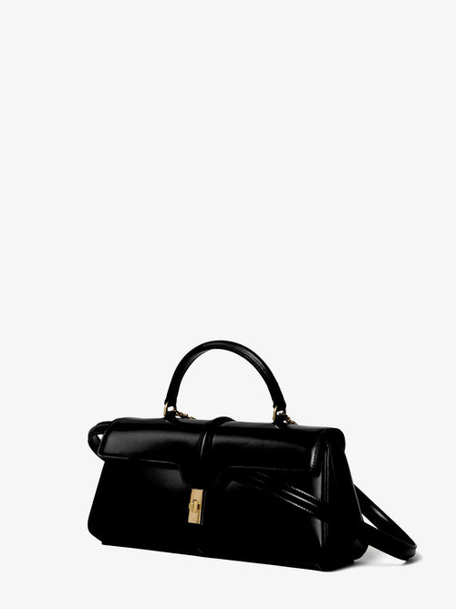 Celine 16 East-West Handbag in satin calfskin - Black