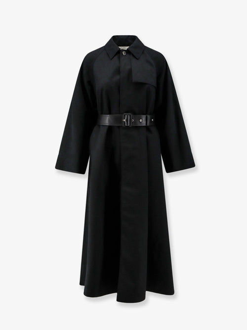 Celine Flared waterproof coat with leather belt - Noirbleu