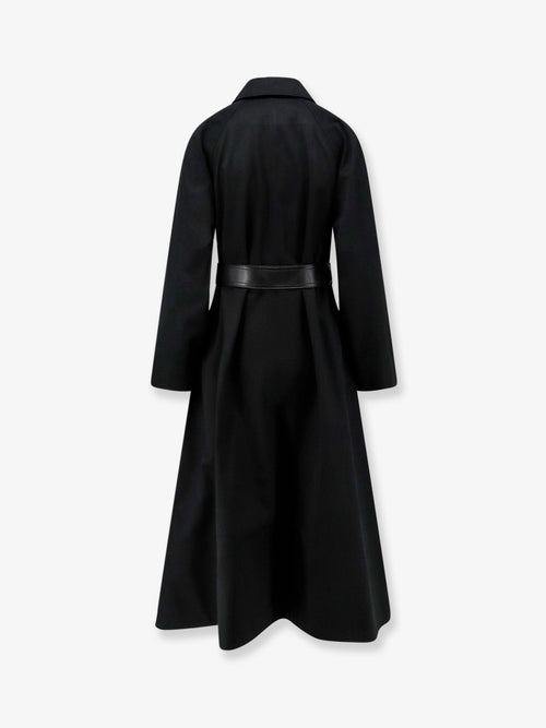 Celine Flared waterproof coat with leather belt - Noirbleu