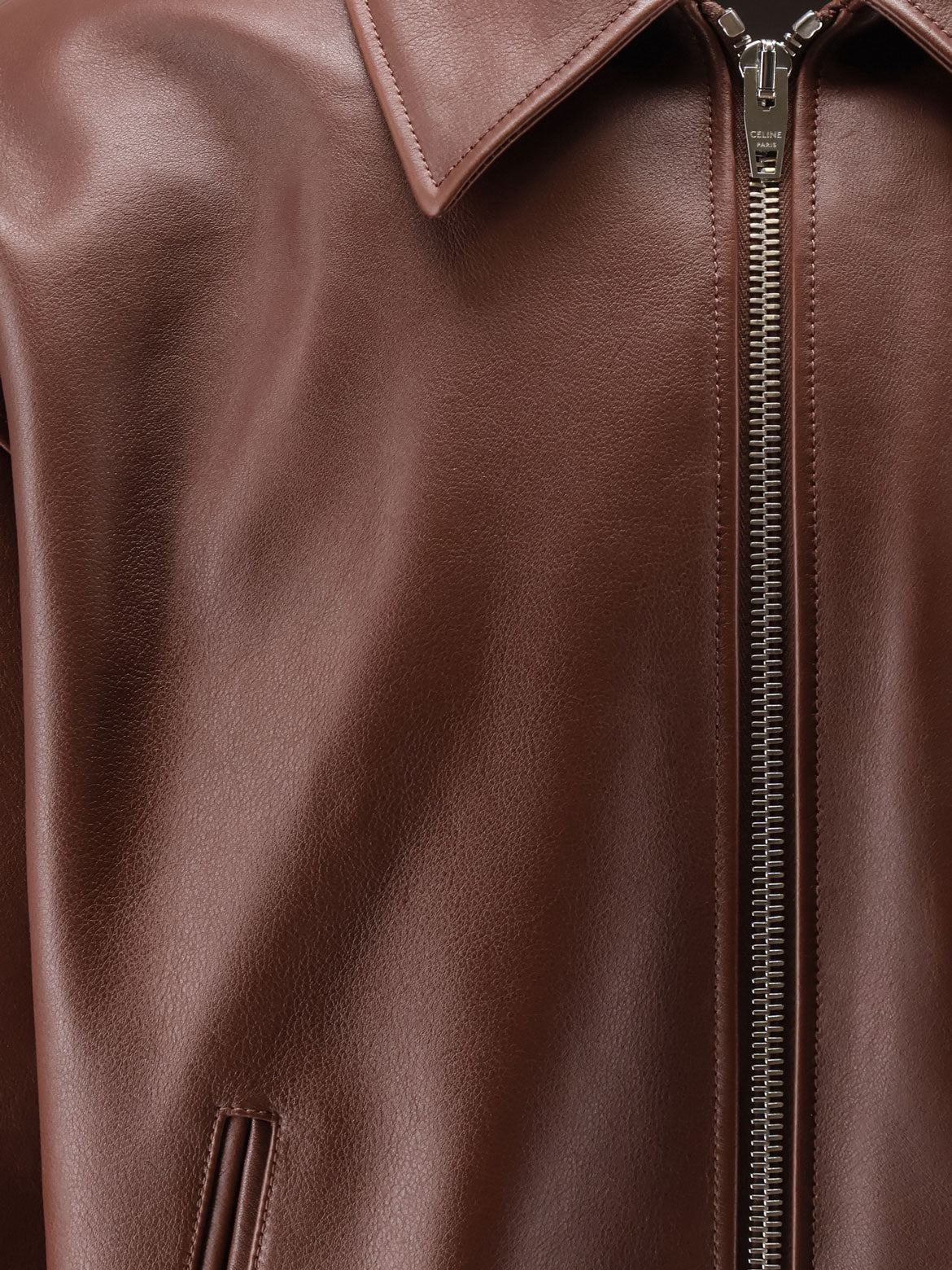 Celine Teddy Leather Jacket - Brown