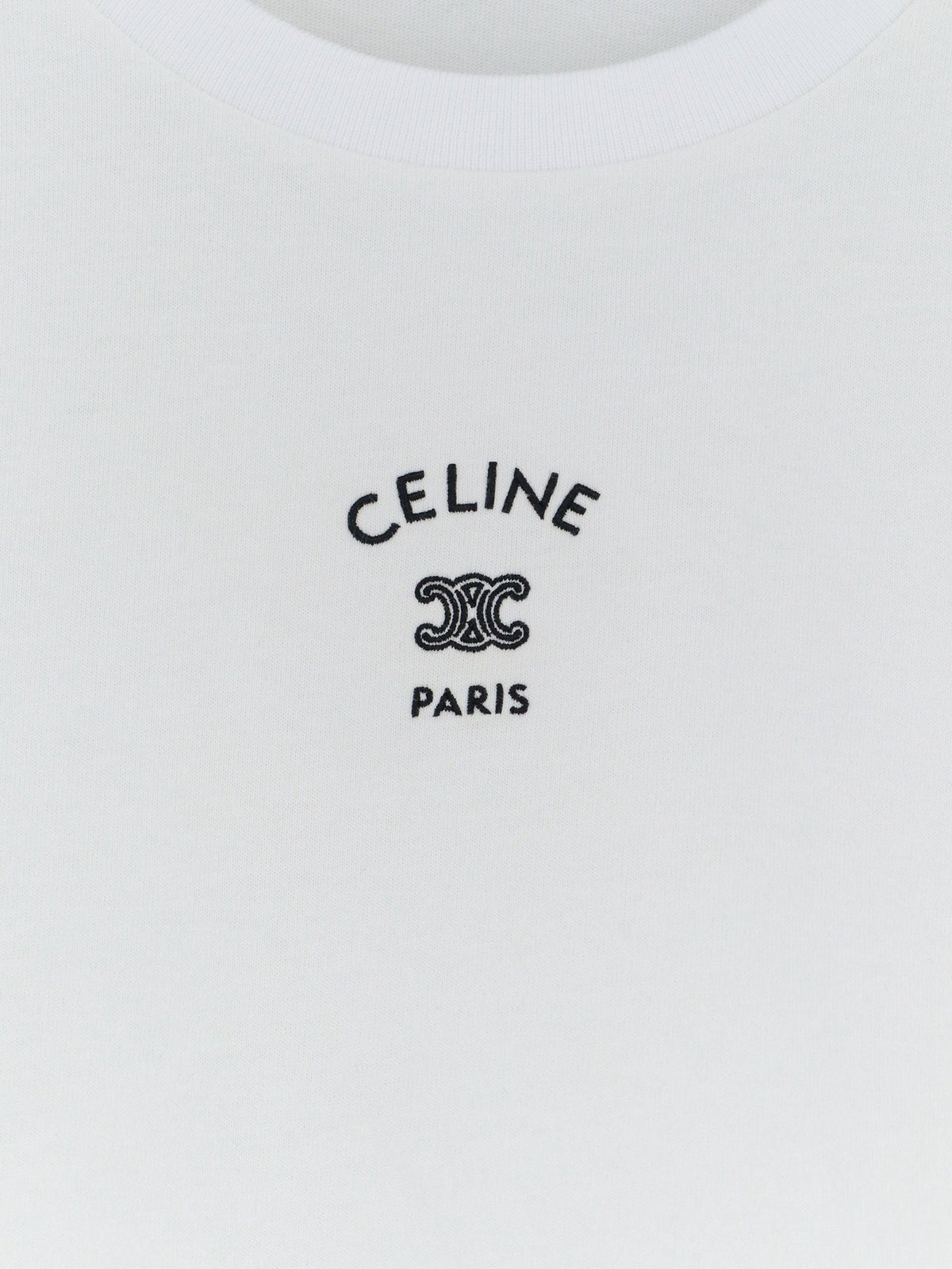 Celine Cotton blend T-shirt with front logo print - Offwhiteblack