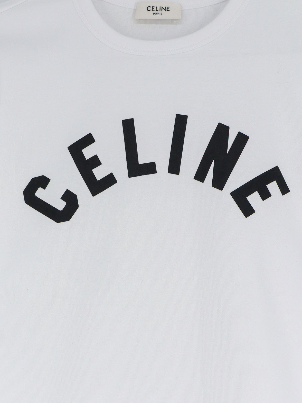 Celine Cotton T-shirt with front lettering logo print - Offwhiteblack