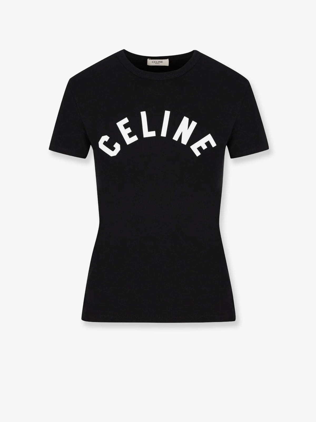 Celine Cotton T-Shirt with front logo print - Blackwhite