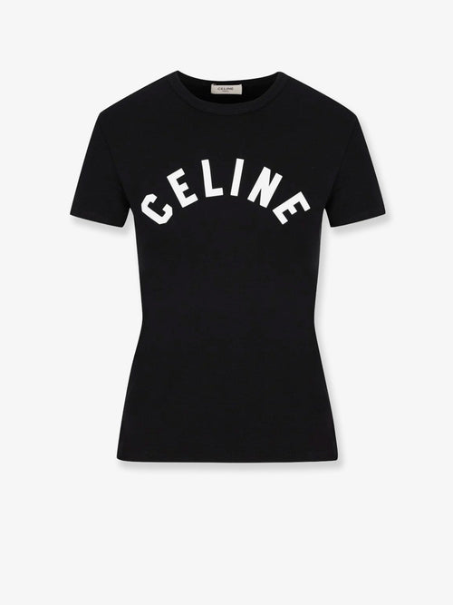 Celine Cotton T-Shirt with front logo print - Blackwhite