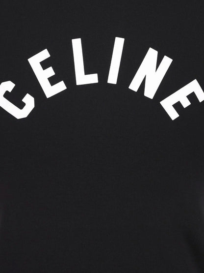 Celine Cotton T-Shirt with front logo print - Blackwhite