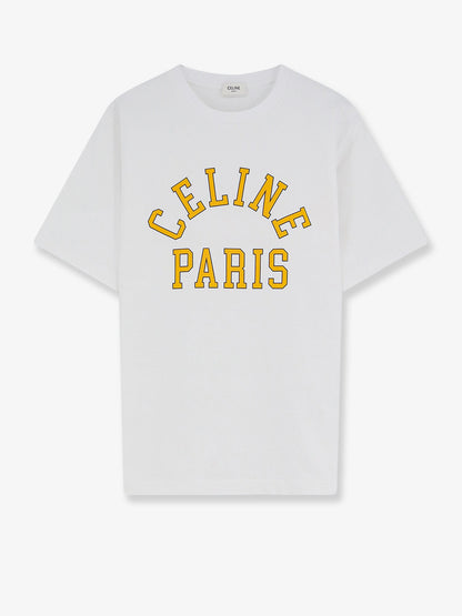 Celine Cotton T-shirt with front logo print - Opticwhiteyellowblue