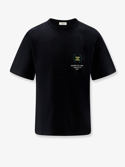 Celine Cotton t-shirt with iconic embroidery - Blackyellow