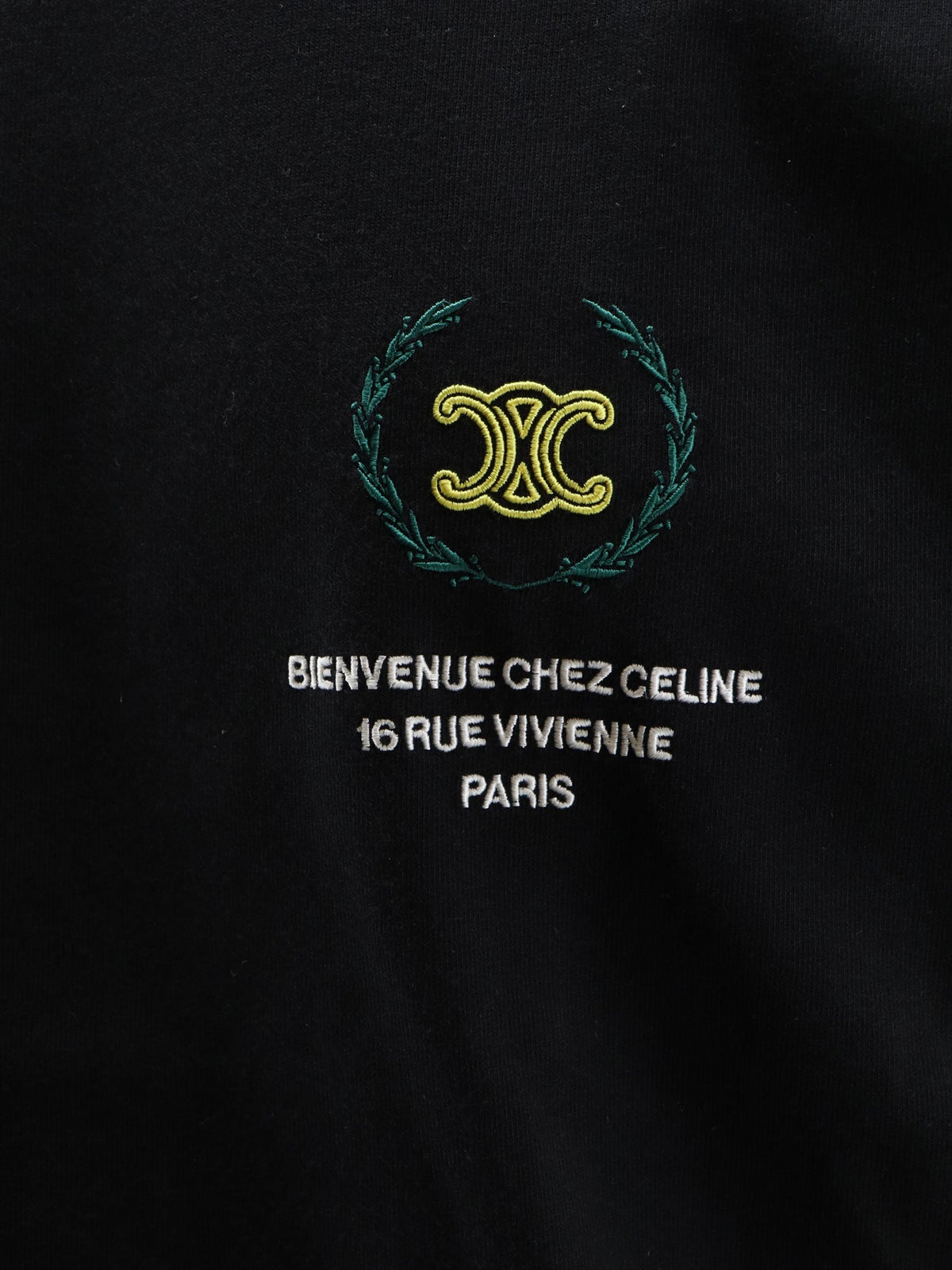 Celine Cotton t-shirt with iconic embroidery - Blackyellow