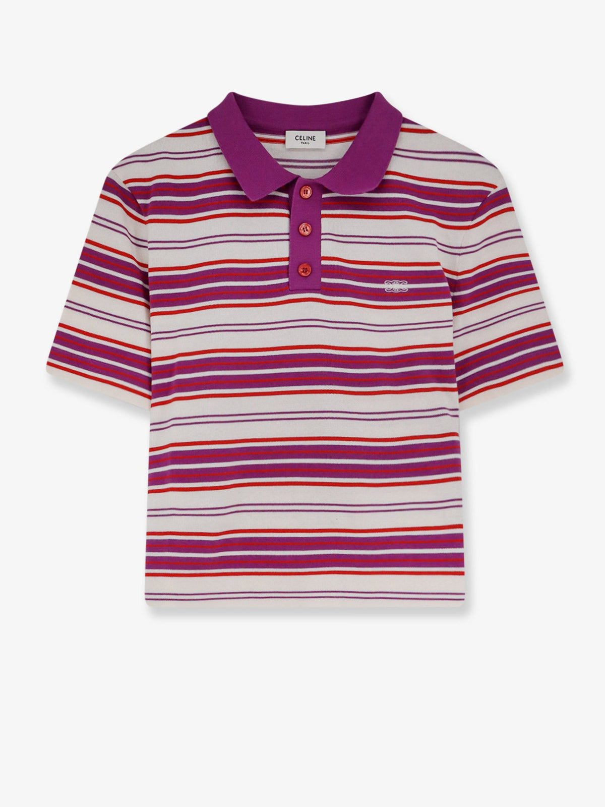 Celine Cotton polo shirt with striped pattern - Whitepurple