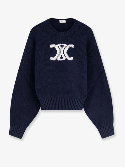 Celine Triomphe cotton blend sweater - Navywhite