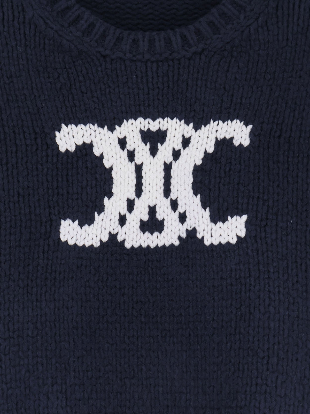 Celine Triomphe cotton blend sweater - Navywhite