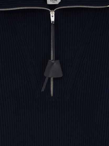Celine Ribbed wool and cashmere sweater - Navy