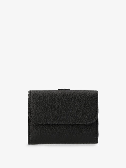 Chloe' Mini Alphabet Trifold Leather Wallet - Black