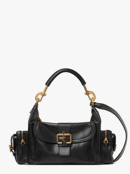 Chloe' Carry shiny buffalo leather shoulder bag - Nero