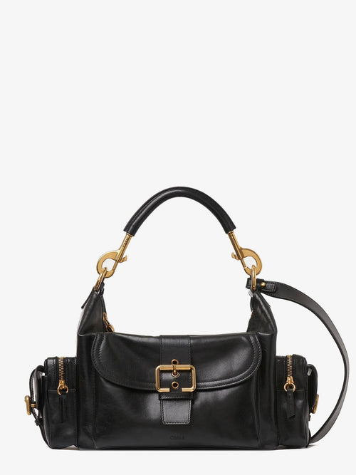 Chloe' Carry shiny buffalo leather shoulder bag - Nero