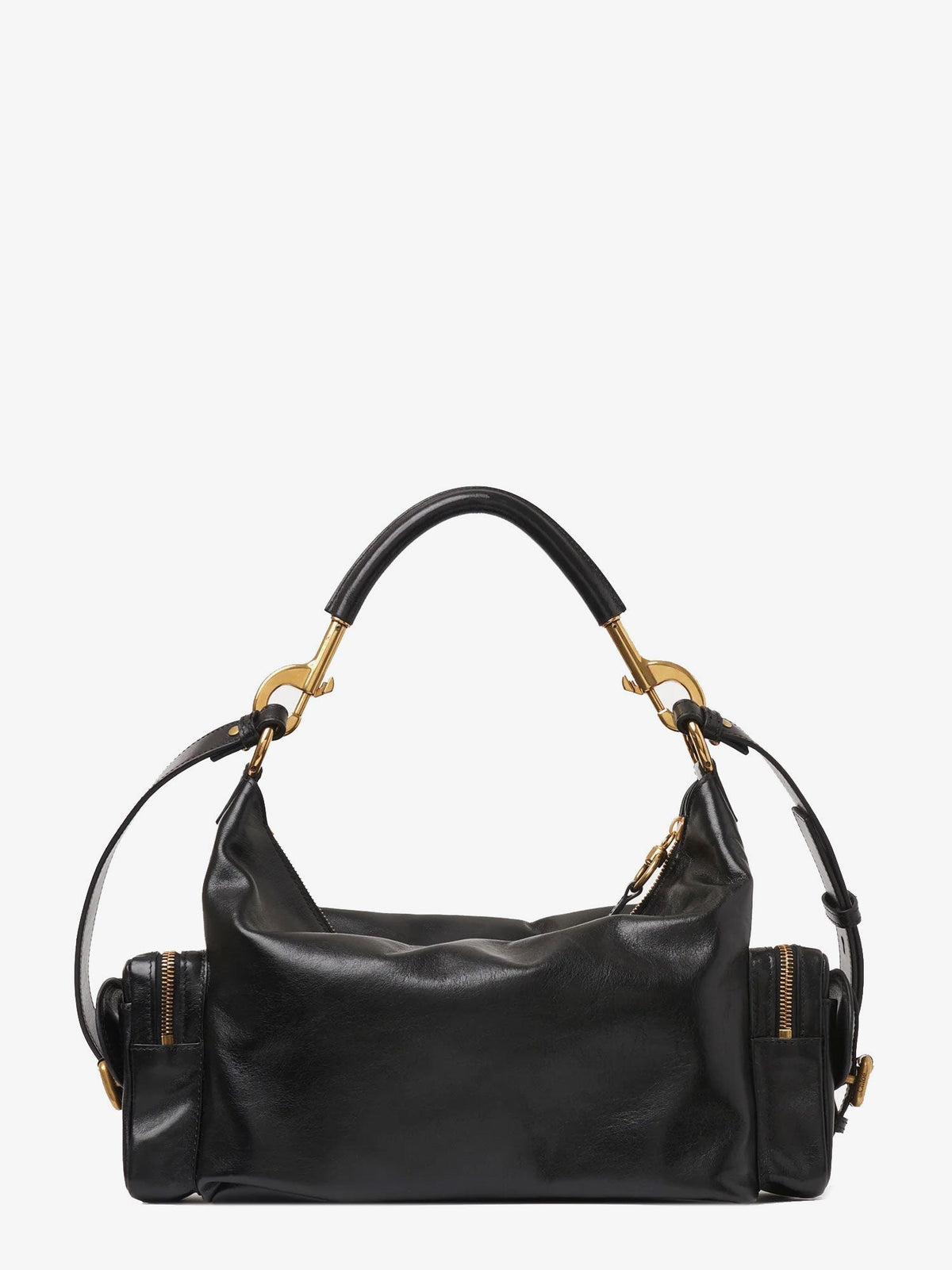 Chloe' Carry shiny buffalo leather shoulder bag - Nero