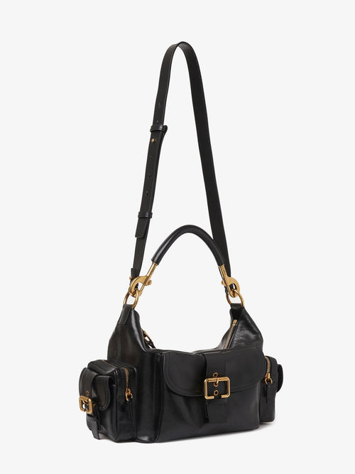 Chloe' Carry shiny buffalo leather shoulder bag - Nero