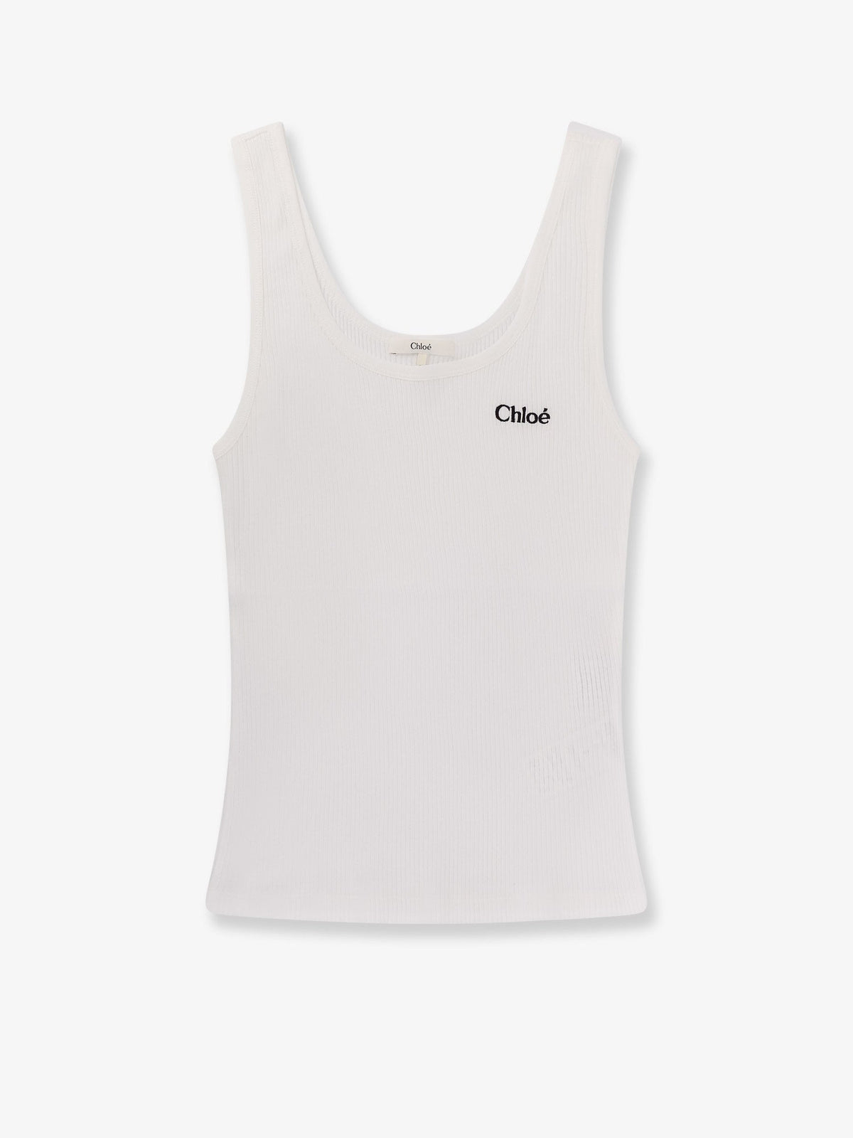 Chloe' Ribbed cotton tank top - White