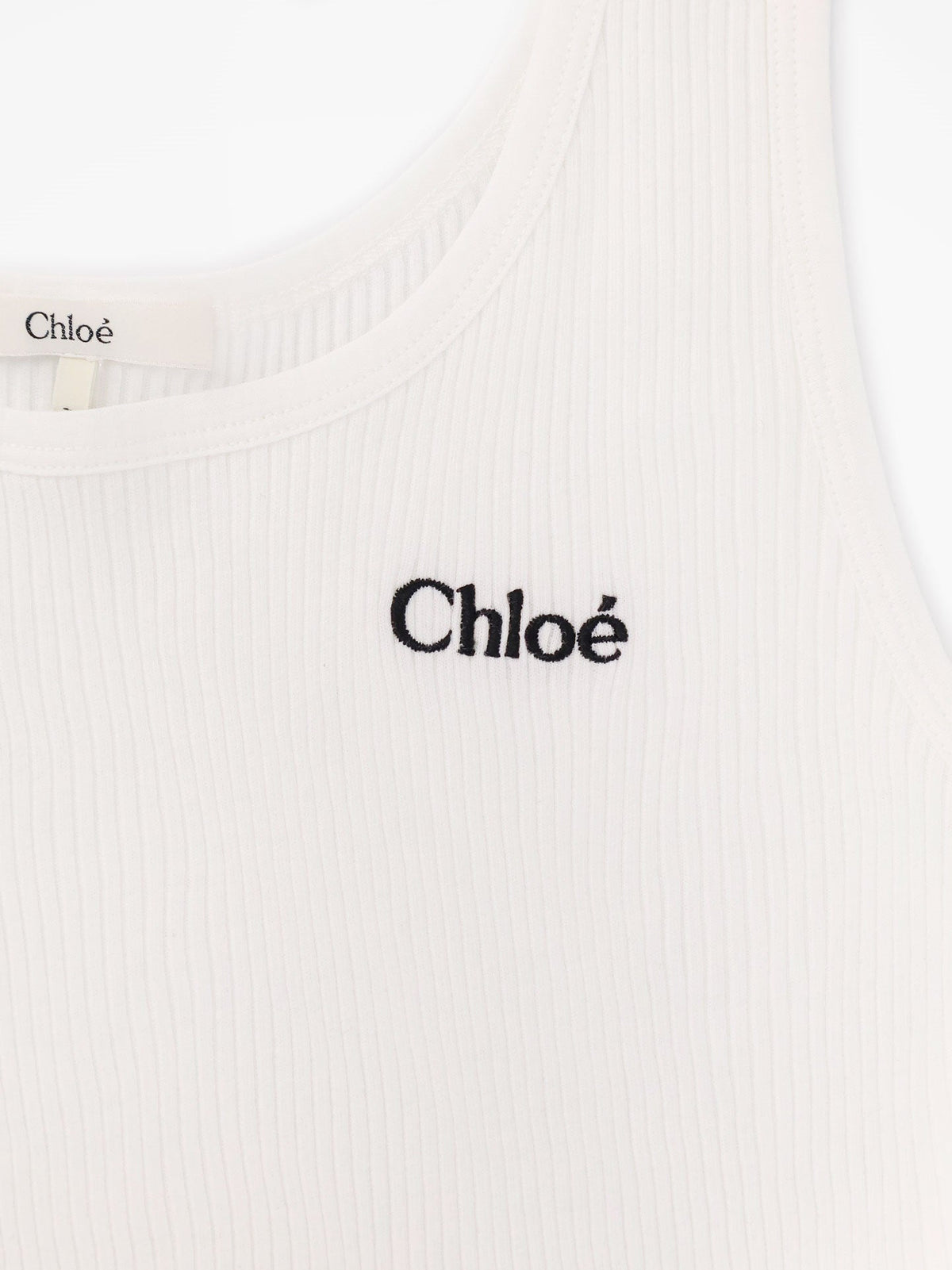 Chloe' Ribbed cotton tank top - White