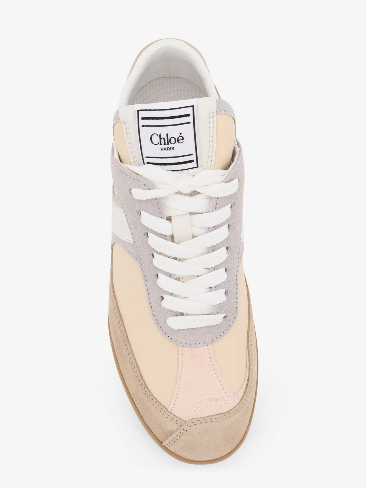 Chloe' Kick suede sneakers with contrasting inserts - Dove Grey