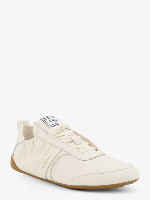 Chloe' Kick leather sneakers with side logo - Eggshell