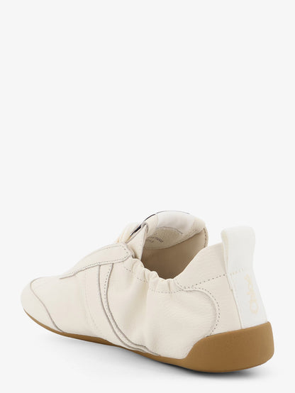 Chloe' Kick leather sneakers with side logo - Eggshell