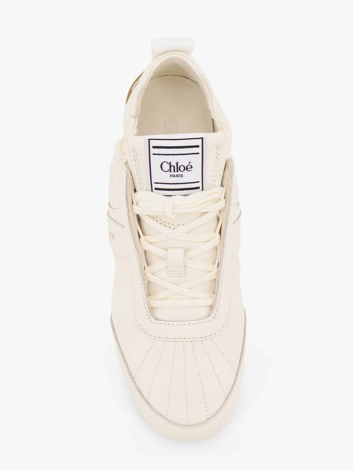Chloe' Kick leather sneakers with side logo - Eggshell