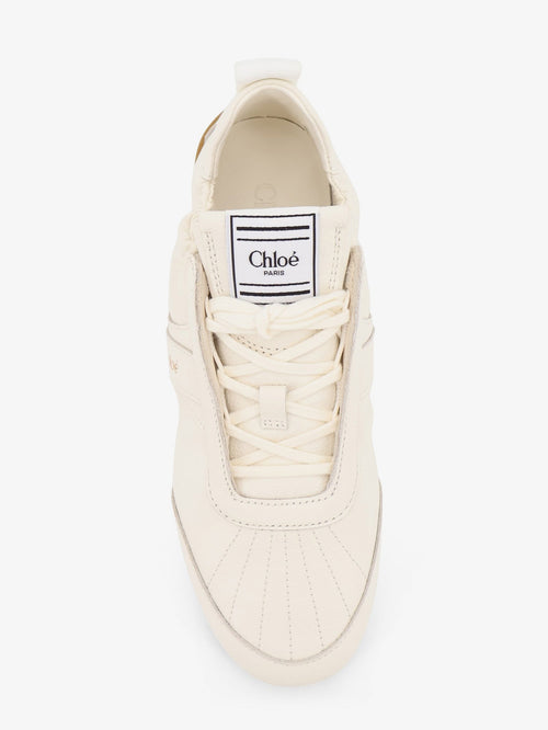 Chloe' Kick leather sneakers with side logo - Eggshell