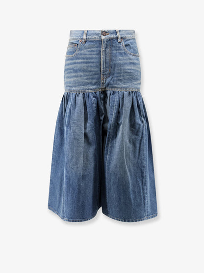 Chloe' Lightweight cotton denim fabric skirt/trousers - Dusty Cobalt