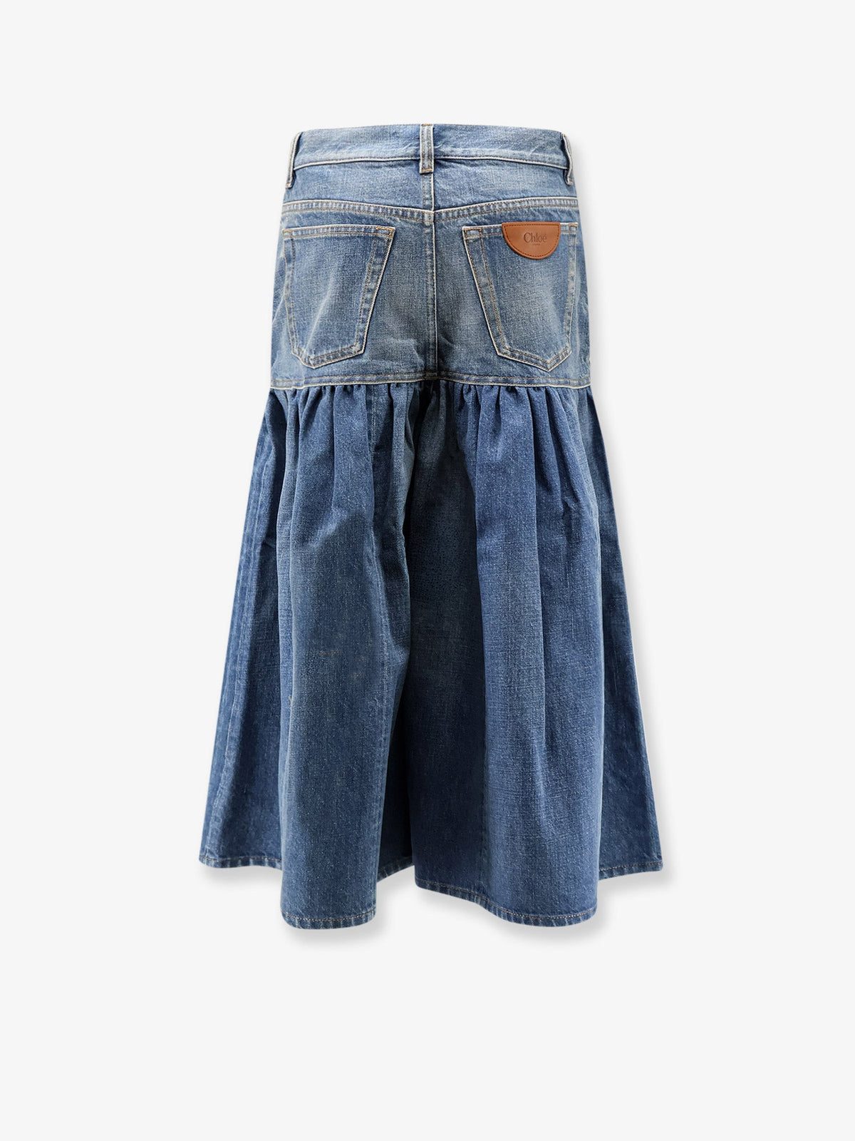 Chloe' Lightweight cotton denim fabric skirt/trousers - Dusty Cobalt