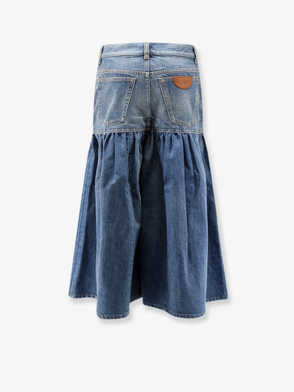 Chloe' Lightweight cotton denim fabric skirt/trousers - Dusty Cobalt