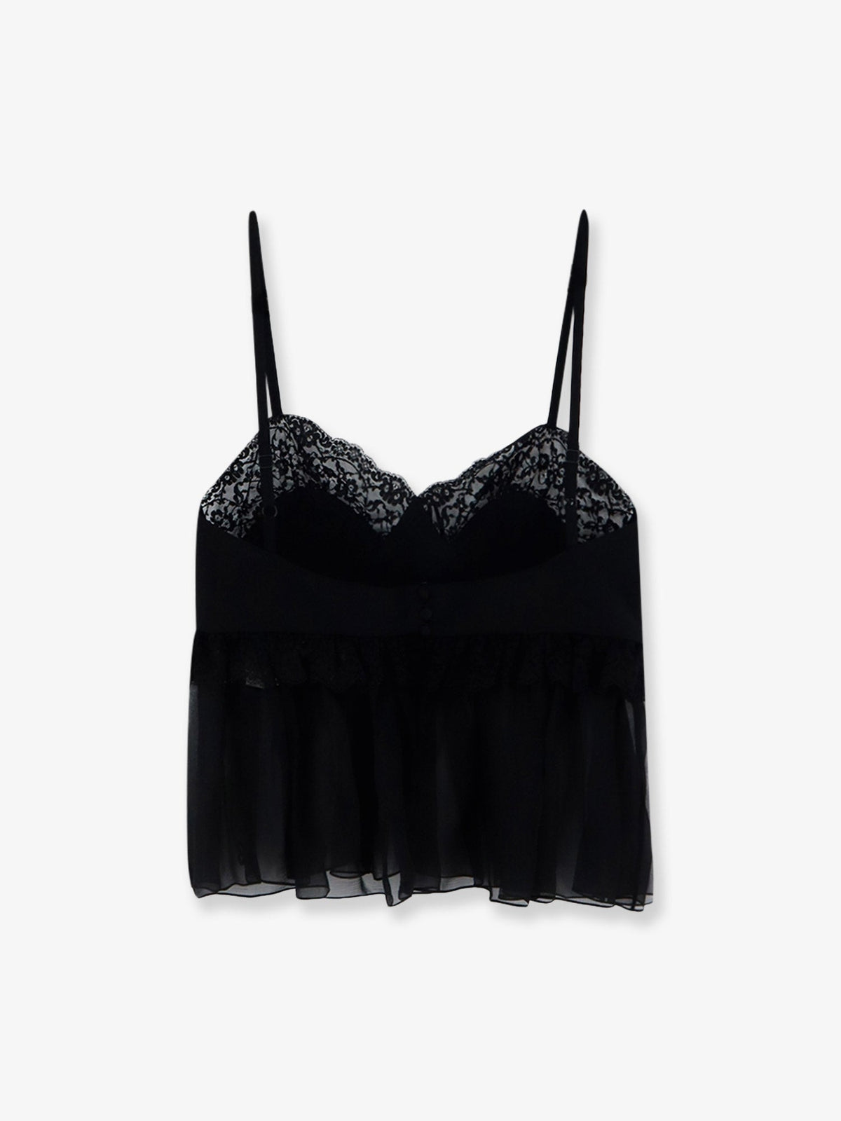 Chloe' Silk top with lace profiles - Black