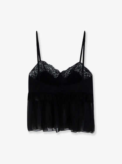CHLOE' - Silk top with lace profiles