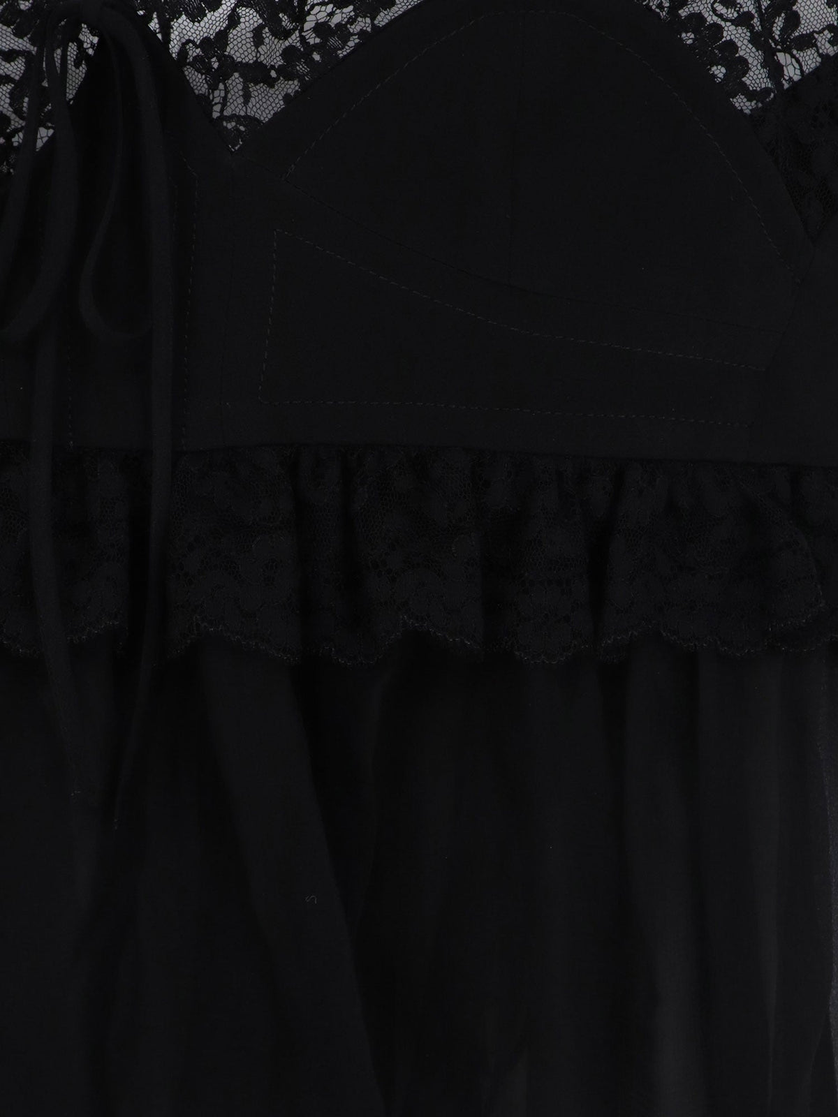 Chloe' Silk top with lace profiles - Black