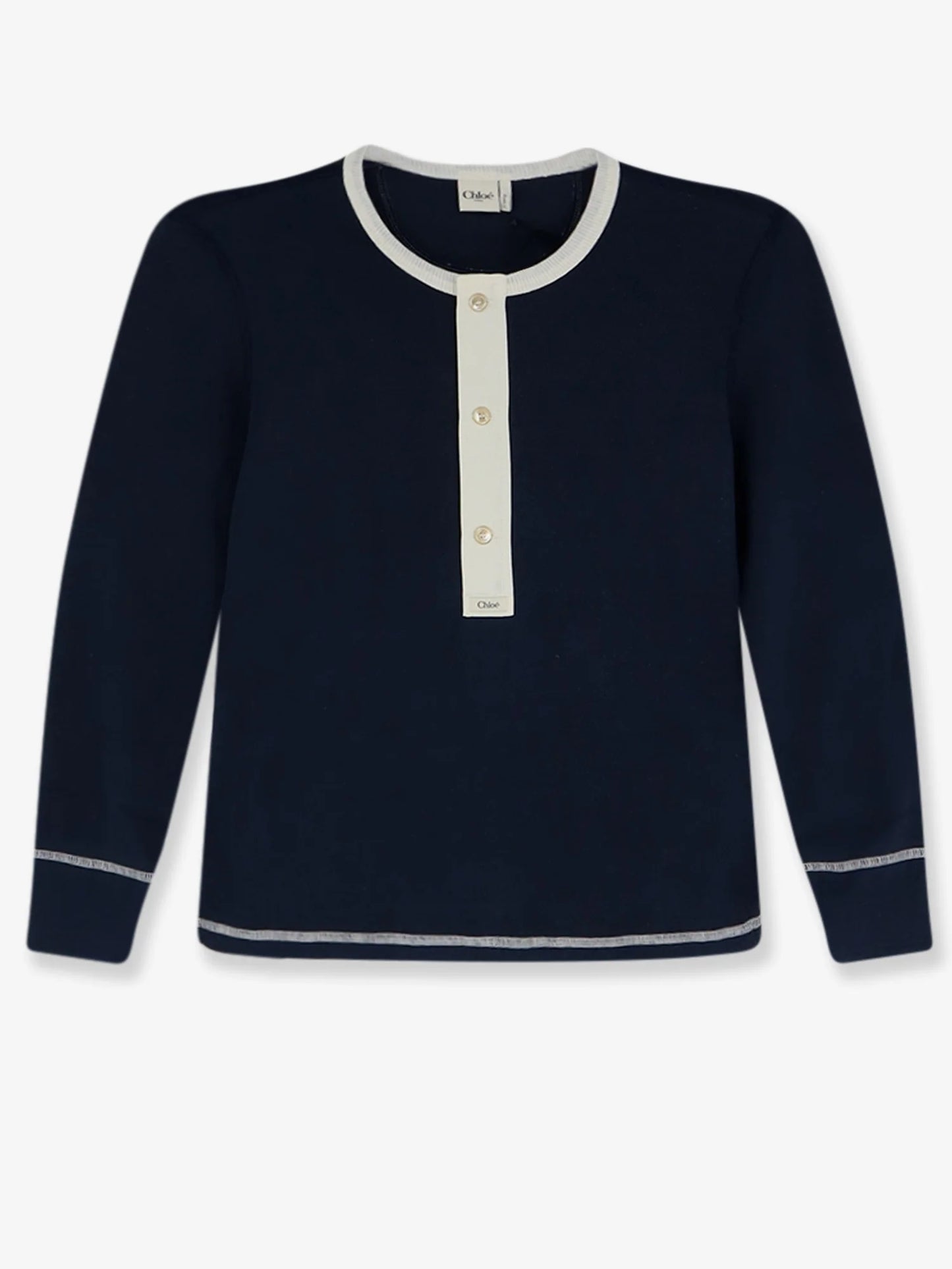 CHLOE' - Cotton sweater with contrasting inserts
