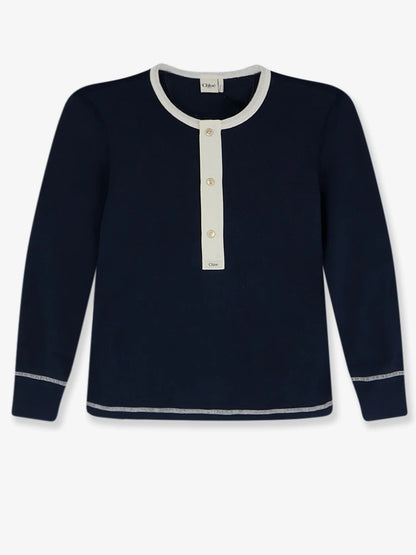 CHLOE' - Cotton sweater with contrasting inserts