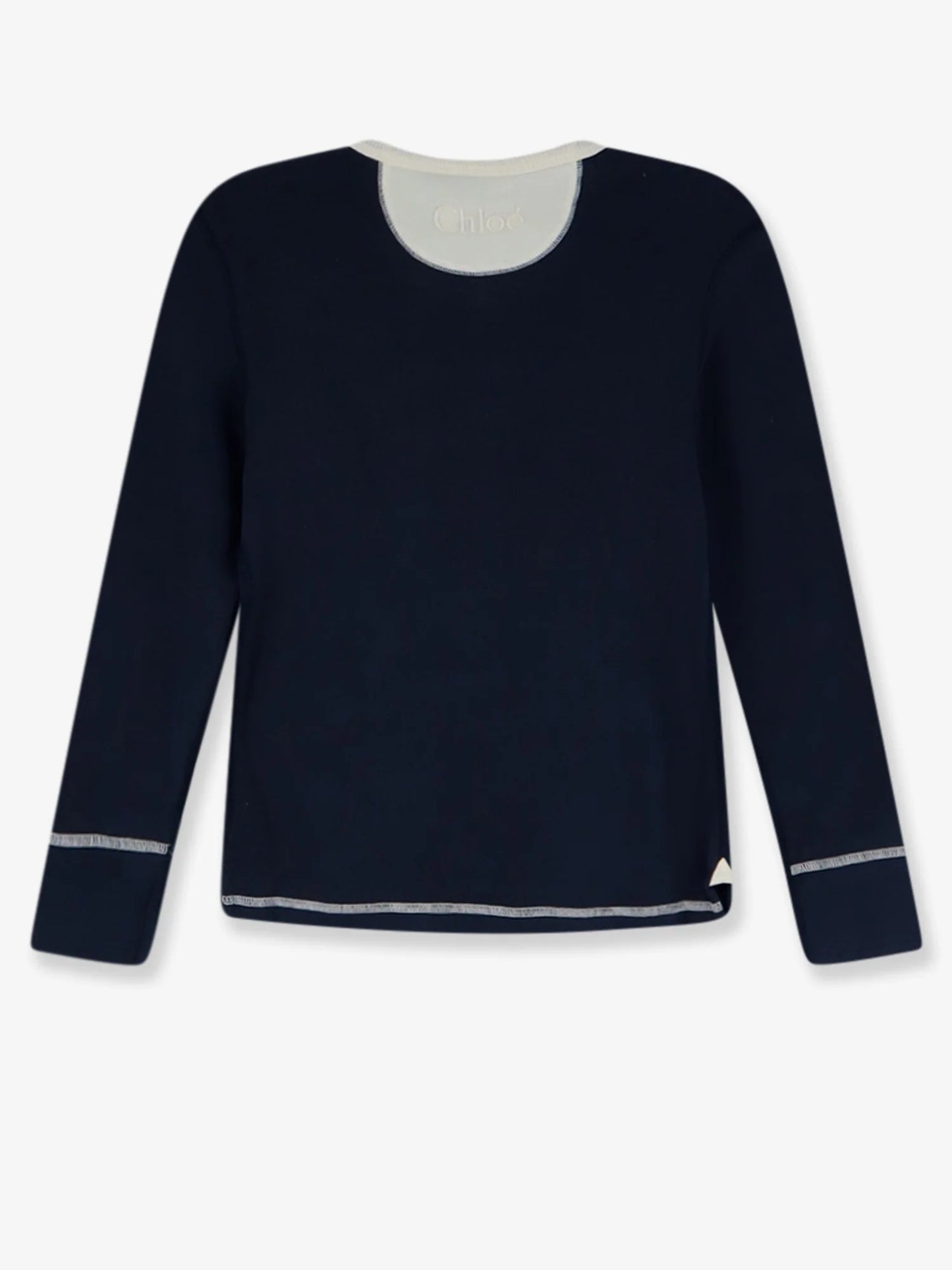 CHLOE' - Cotton sweater with contrasting inserts